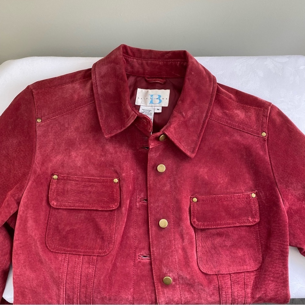 Vintage Alice Blue Burgundy Suede Jacket Size M - Picture 4 of 12